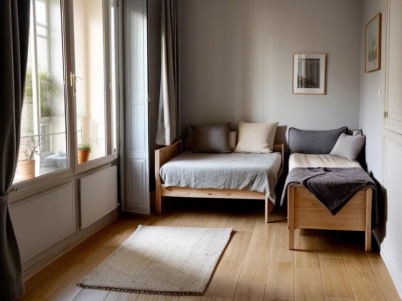 Bac de rangement plat pour chaussures glissé sous un lit, astuce de stockage vertical en petit appartement