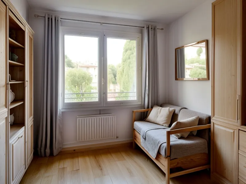 Salon lumineux et dégagé dans un petit appartement nantais, sans objets en trop.