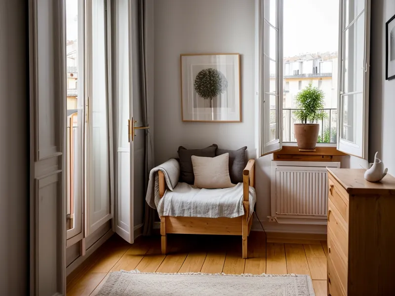Étagère triée selon la méthode des trois piles, à côté d'une pile de papiers en attente de tri pour désencombrer la maison