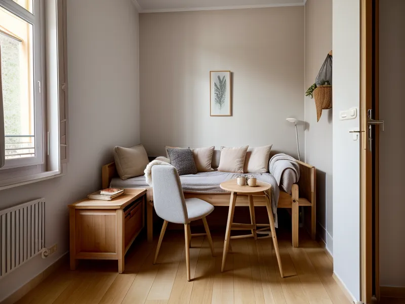 Coin loisirs créatifs optimisé et sans désordre dans un petit salon d'appartement