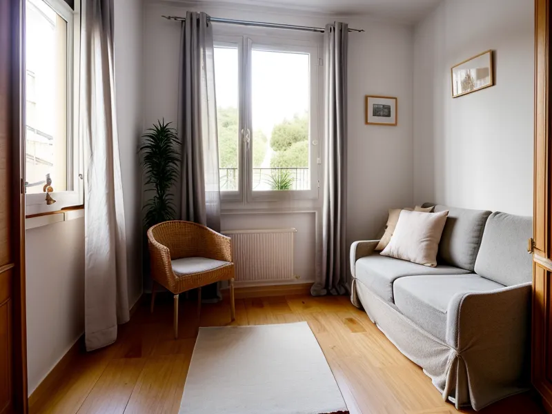 Parquet clair d'une entrée d'appartement dégagée après le rangement du placard