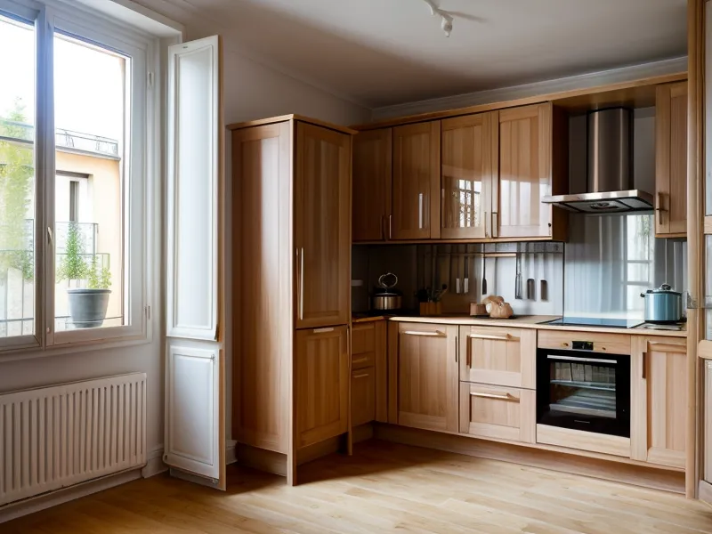 Organisation d'un placard de cuisine profond grâce à des bocaux en verre sur un plateau rotatif, astuce de rangement d'appartement