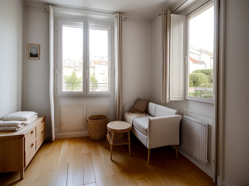 Désencombrement des vêtements dans une petite garde-robe d'un petit appartement nantais